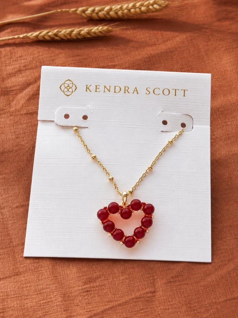 kendra scott ashton heart gold red glass necklace